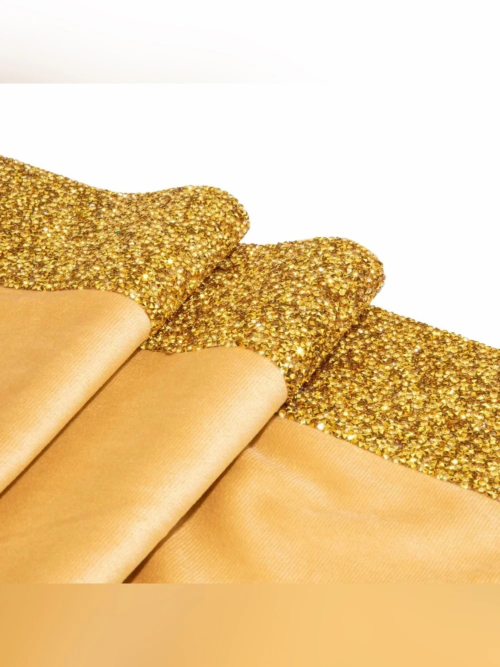 Sparkles Home Luminous Border Velvet Table Runner gold Rhinestone Trim 72